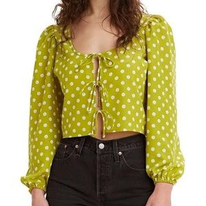 So cute! Long sleeve Levi’s Tie blouse with flowers.